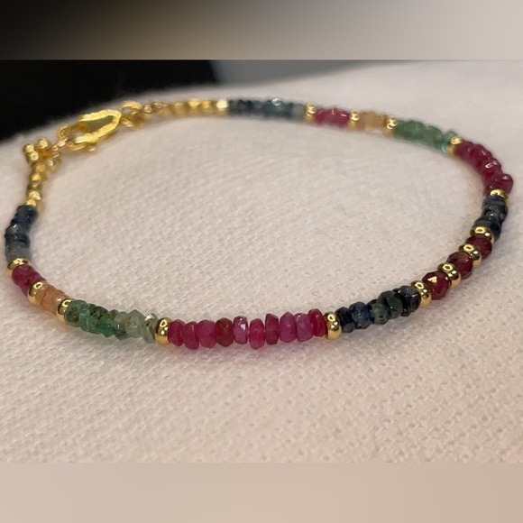 Ruby Multi Sapphire Dainty Gemstone Bracelet - Picture 7 of 7